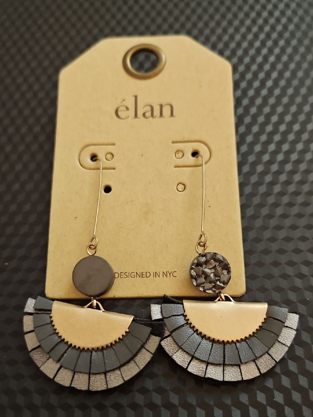 Gray Fan Tassel Drop Earrings